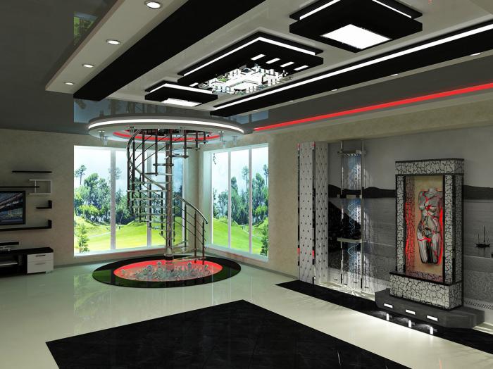 Водопад по стеклу в интерьере от дизайн студии Романа Москаленко