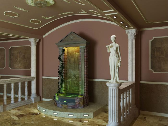 Водопад по стеклу в интерьере от дизайн студии Романа Москаленко