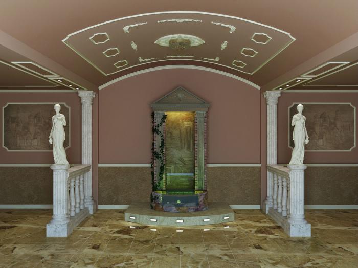 Водопад по стеклу в интерьере от дизайн студии Романа Москаленко