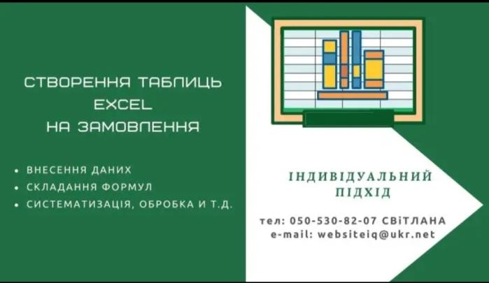 Програміст Excel/складання формул/обробка даних/автоматизований збір.