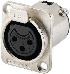 AC3FDZ - разъем XLR 3 гнездо на панель, фланец D-типа, Amphenol