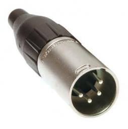 AC4M - разъем XLR 4 штекер на кабель, литые контакты, зажим-крокодил, Amphenol