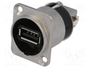 NAUSB-W - Разъем USB тип А-B (B-A) панельный, гнездо, крепление D-фланец, Neutriek